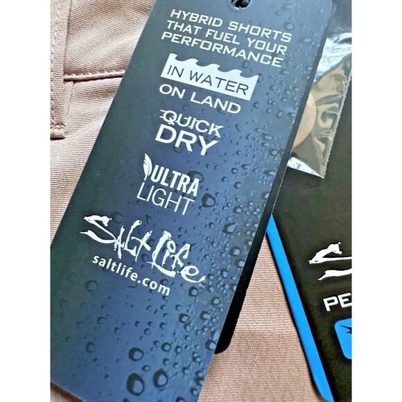 Salt Life Men's Hybrid SLX-QD Performance 10" Cargo Shorts Taupe Beige 30 - Picture 7 of 10